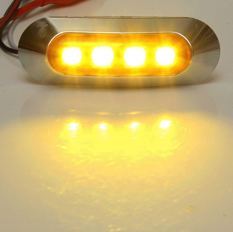 Оранжев/Жълт LED Габарит, Маркер, 4 диода, Хромирана рамка - 24V