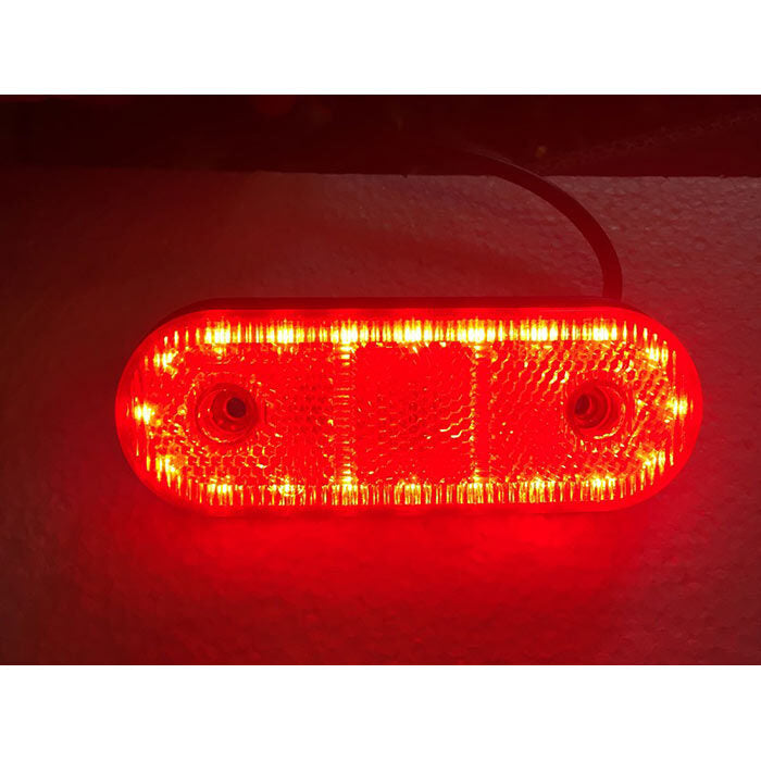 LED странична маркерна лампа овална 20 диода 24V червена без подложка