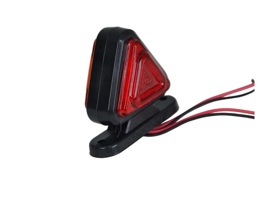 Триъгълно LED рогче, 18 диода, червено/бяло, 12V/24V