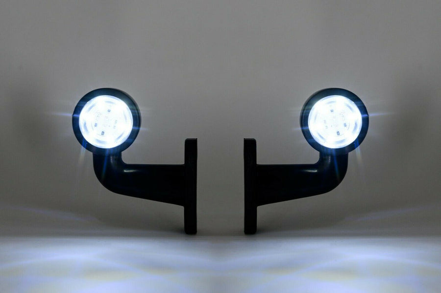 Комплект от 2бр LED ЛЕД мини странични габаритни светлини тип рогче 12V - 24V червена + бяла светлина за камион бус ремарке