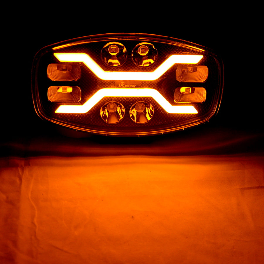 Овал Комбо LED Халоген + дневна бяла/ жълта NEON светлина, 16 диода, 12/24V