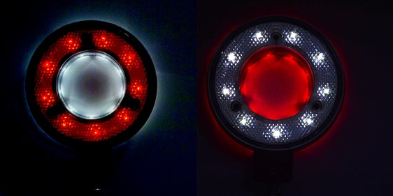 Габарит за огледало с отвор, червено бяло, 12/24V (обеци) - LED