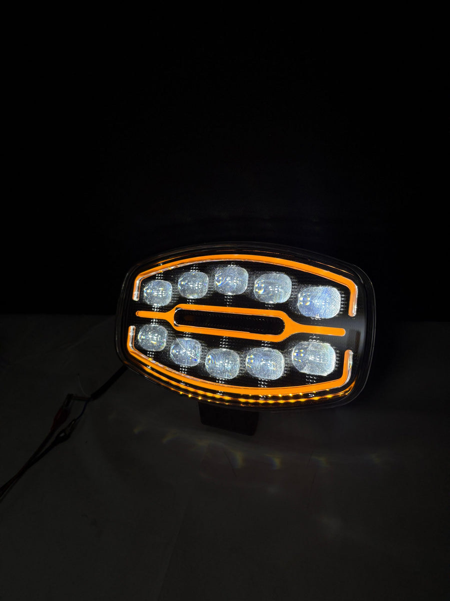 Овален LED фар с 10 диода 10-60V, дневна жълта/бяла светлина, тип Hella