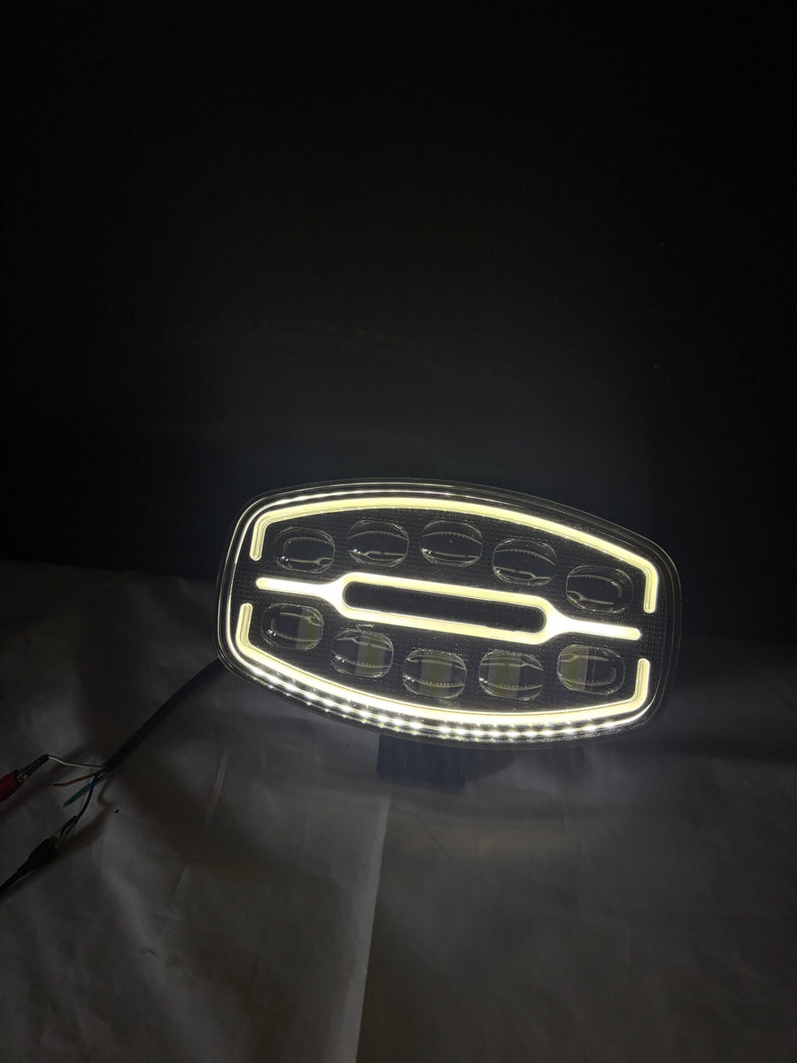 Овален LED фар с 10 диода 10-60V, дневна жълта/бяла светлина, тип Hella