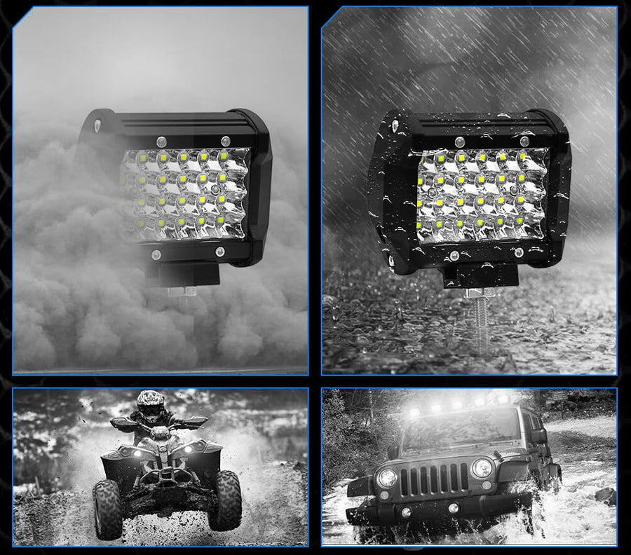 Универсален 72W Лед LED Халоген Фар Работна Лампа 12V - 24V с Насочена Spot Светлина за автомобил офроуд бус ван камион