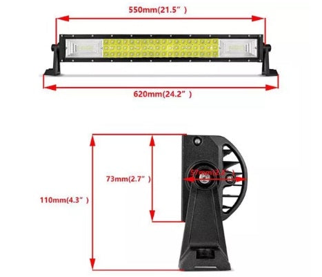 55 См 324W Мощен 7D 7Д Led Bar Лед Диоден Бар Прожектор с комбинирана бяла светлина 12V 24V