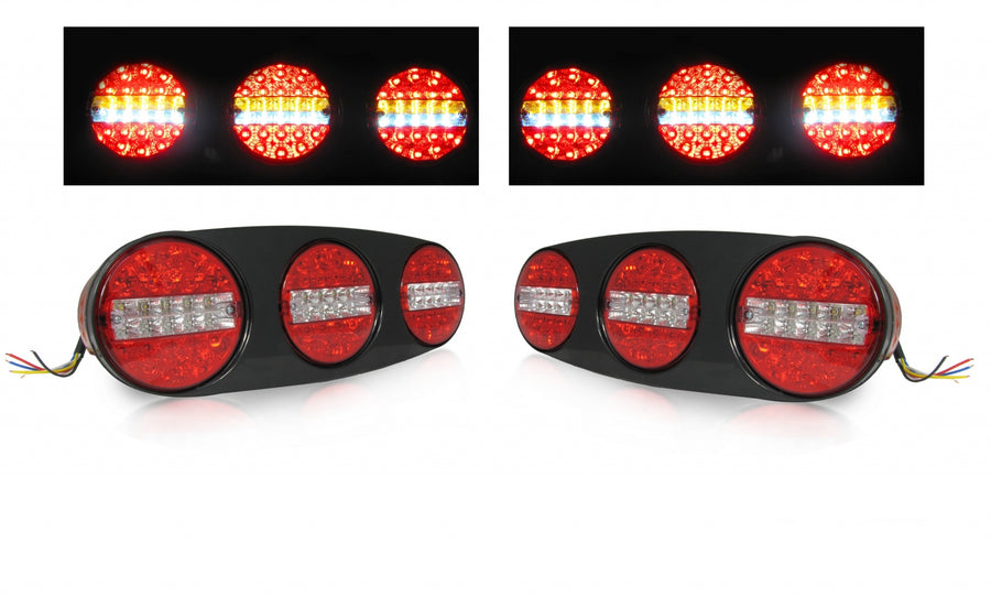 Комплект 12V - 24V Led Лед Тройни Диодни Стопове - Комбинирани Стоп, Габарит, Мигач, Задна Светлина