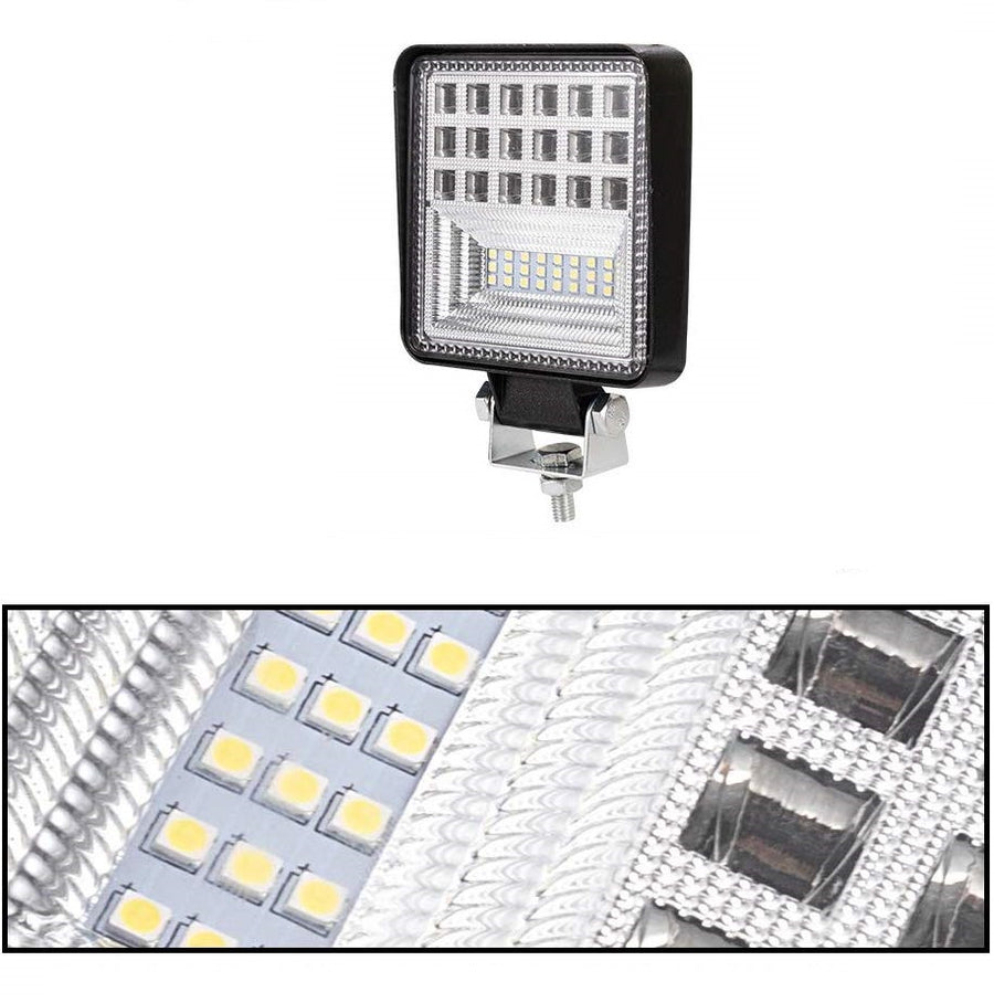 Универсален 126W Лед LED Халоген Фар Работна Лампа 12V - 24V бяла светлина за автомобил офроуд бус ван камион