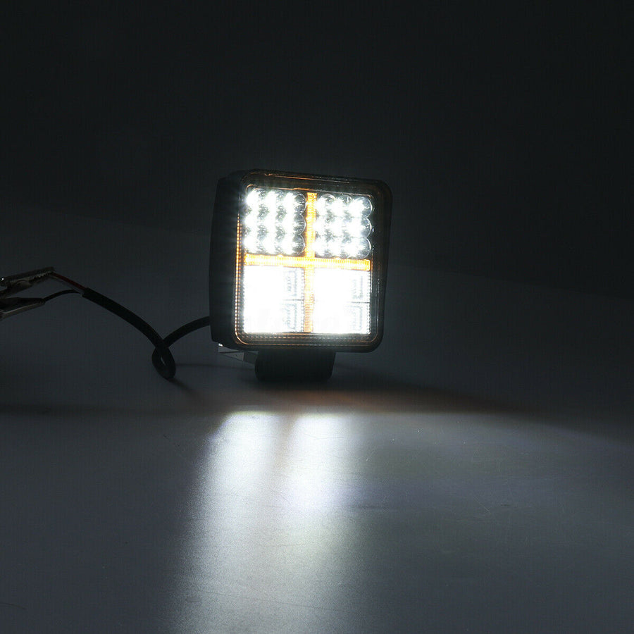 Универсален 162W Лед LED Халоген Фар Работна Лампа 12V - 24V бяла светлина + габаритна оранжева светлина за автомобил офроуд бус ван камион