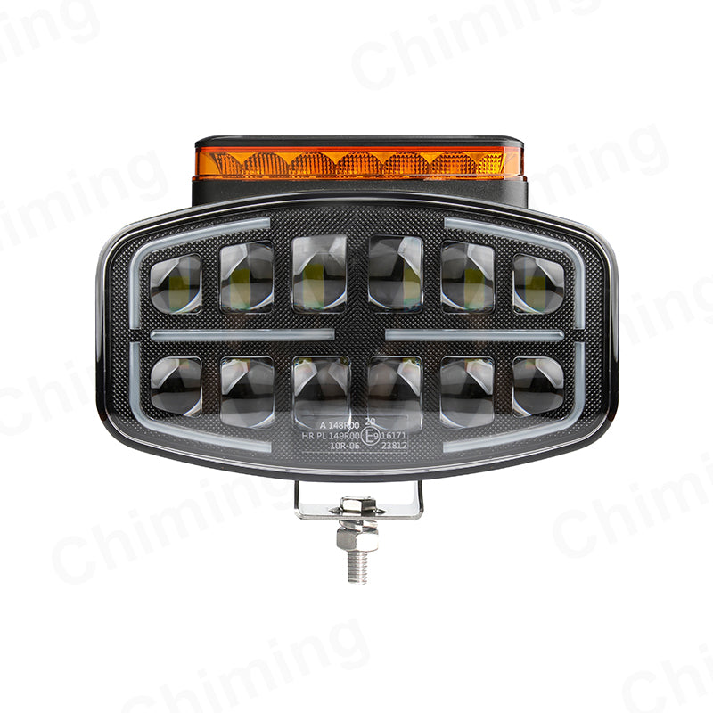 LED халоген тип Hella, с 12 диода, с бяла и жълта DRL + блиц светлина, 77W