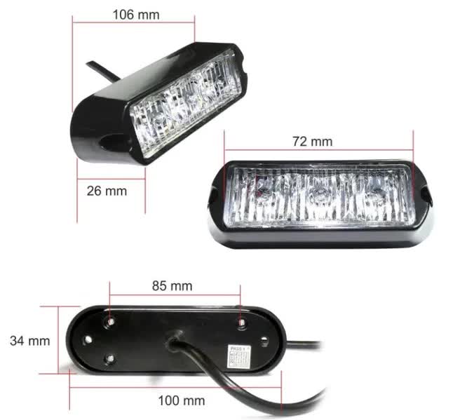 3 LED Аварийна Лампа За Пътна Помощ, Жълта Блиц Светлина, Мигаща! MAR751