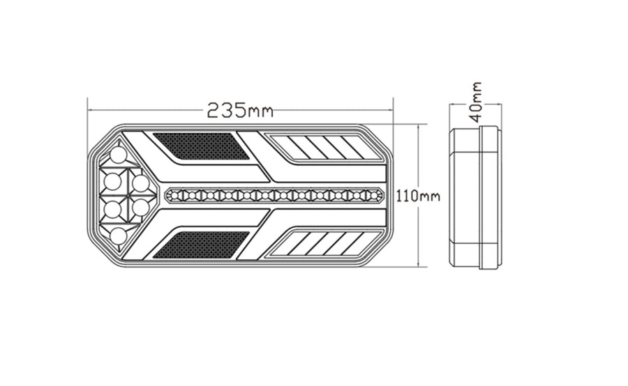 Комплект LED Диодни Стопове, Динамичен Мигач, 7 Функции, 12/24V