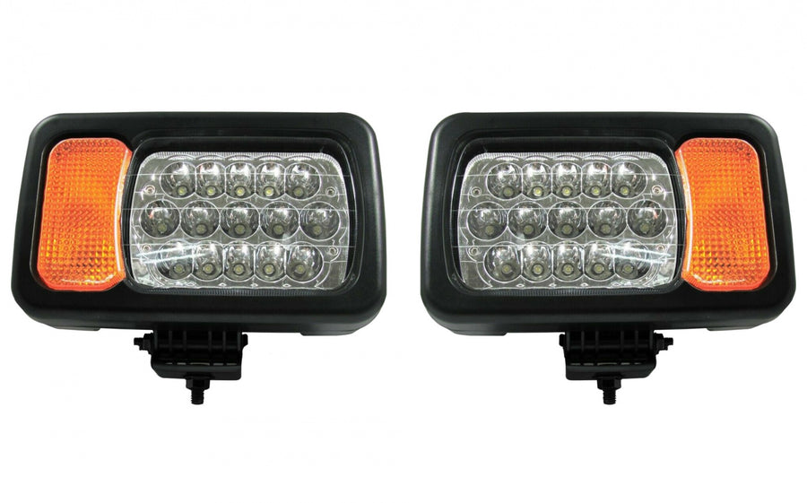 Комплект LED фарове - къси / дълги светлини, мигач, рефлектор - подходящ за трактор, комбайн, багер и др - 16 диода