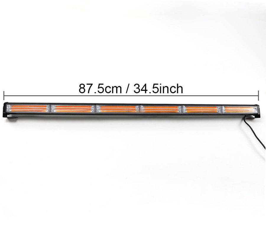 90см LED Сигнален Блиц Бар 108W 12V / 24V – 9 Режима, Оранжева Аварийна Лампа за Пътна Помощ, Репатрак, Платформа и Камион