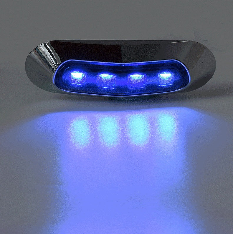 Син LED Габарит, Маркер, 4 диода, Хромирана рамка - 24V