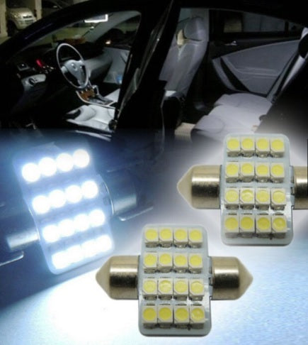 LED Лед Диодни Крушки, 16 SMD 5050 , 31мм, 36мм, 39мм, 41мм, 12V, Бяла Светлина