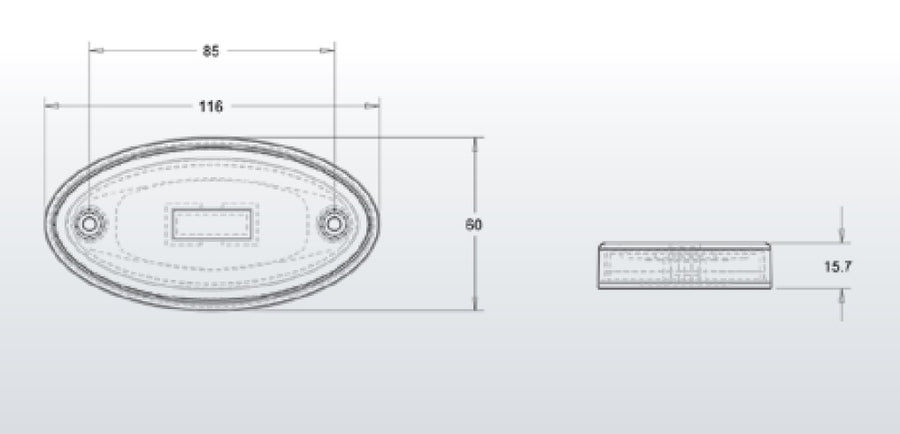 LED Светодиоден Габарит, 116mm x 60mm, Оранжев, Жълт, Неон Ефект, Три Функции,12V-24V