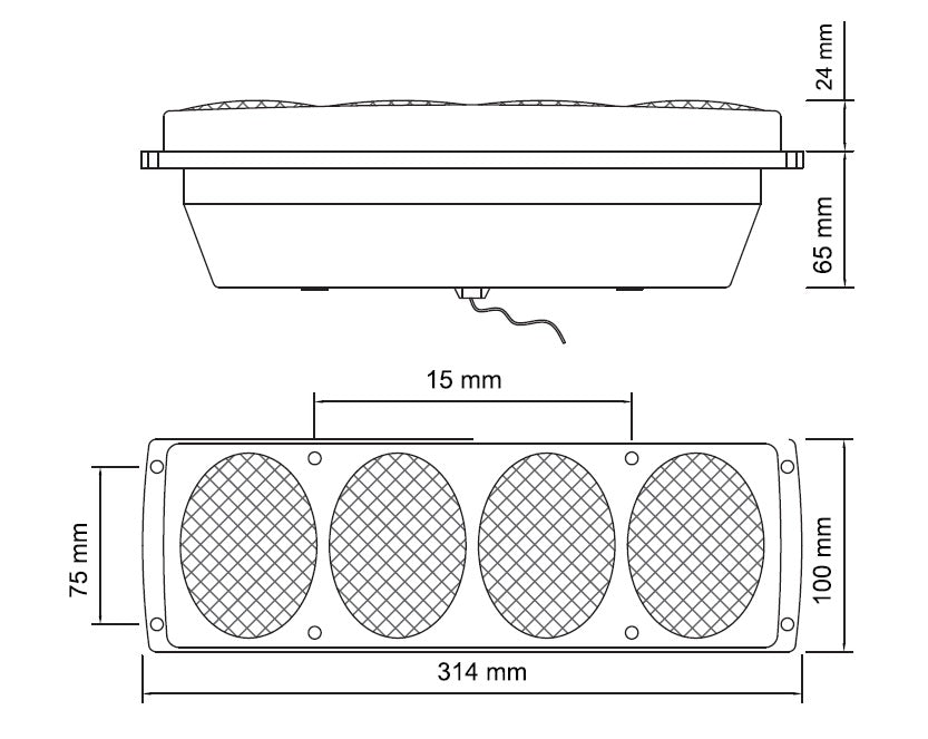 Комплект Стопове 314mm x 100mm x 65mm за Бус Камион Тир Ремарке Караванa 12V -24V с 5 функции с крушки