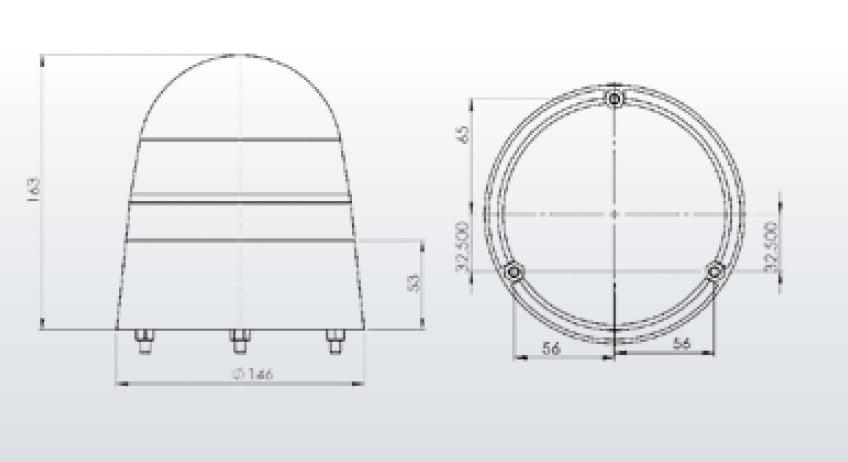 Въртяща Сигнална Аварийна Оранжева Лампа Маяк с Крушка 24V Ø 146mm