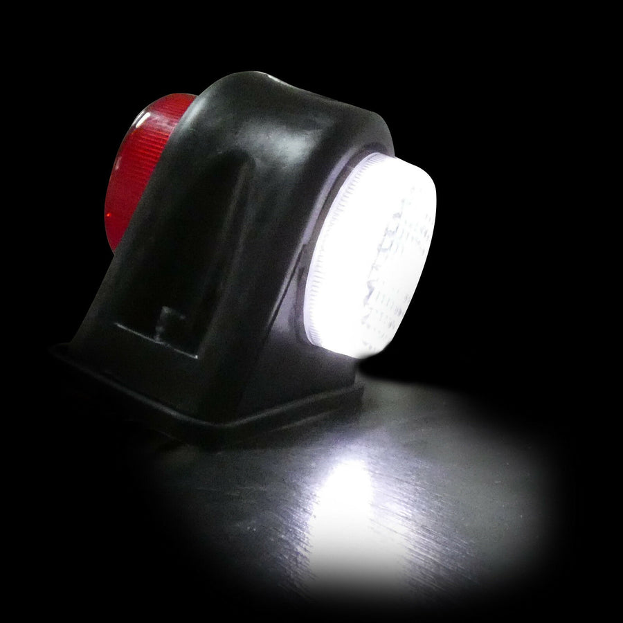 2 броя - 24V LED Гумени Диодени Странични Маркери Рогчета Светлини За Камион Ремарке Платформа Бяло Червено