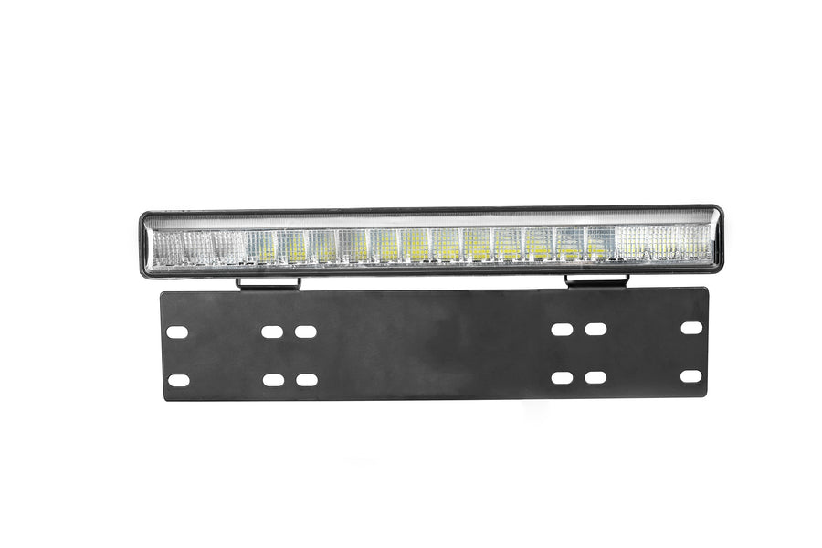 38см LED Лед Бар Със Стойка За Номер С Три Функции 55W, 4768lm, 12V - 24V E-Mark Подходящ За Автомобил, Бус, Камион, Селскостопански машини, Трактор, Комбайн, Агро Техника, Сеялка, Пръскачка, Джип, 4X4, Offroad, SUV