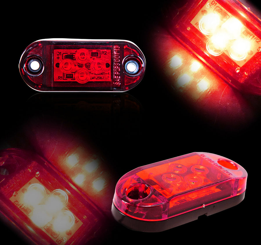 Червен LED Габарит, Маркер, 4 SMD Диода - 12V