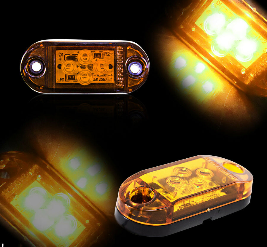 Жълт LED Габарит, Маркер, 4 SMD Диода - 24V