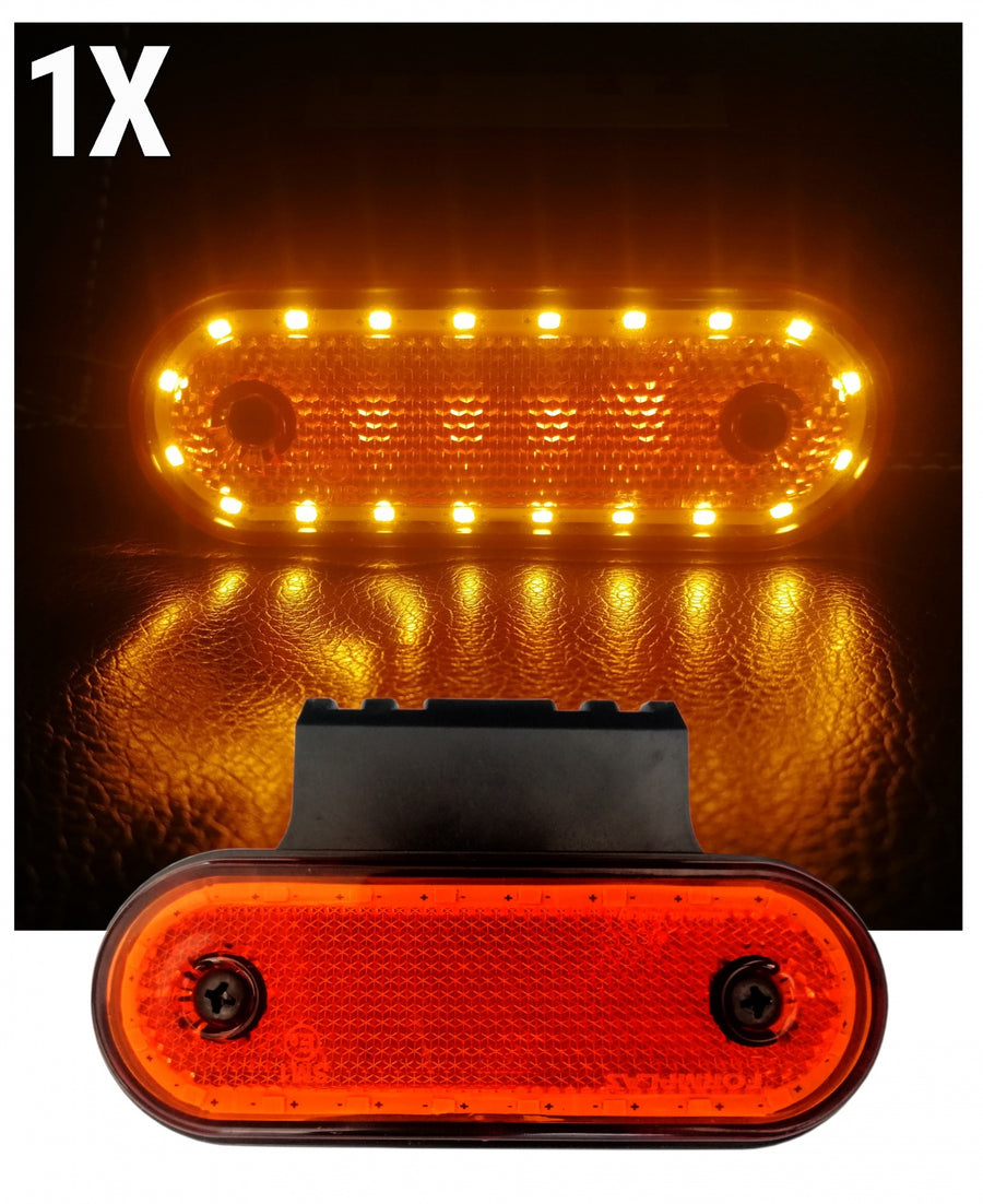 LED Диоден Габарит Маркер Токос Със Стойка Оранжев 20 Диода 12V - 24V За Камион Бус Ван Ремарке Каравана Платформа
