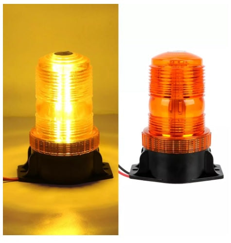 LED Лед Сигнална Аварийна Лампа Маяк Буркан 130mm x 74mm, 12V - 24V, 30 SMD Диода За Трактор, Електрокар, Мотокар, Селскостопански Машини и др.