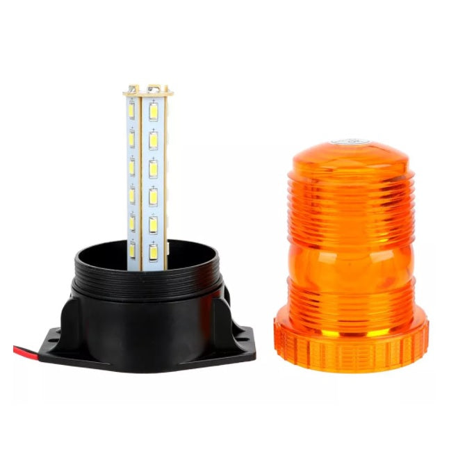 LED Лед Сигнална Аварийна Лампа Маяк Буркан 130mm x 74mm, 12V - 24V, 30 SMD Диода За Трактор, Електрокар, Мотокар, Селскостопански Машини и др.