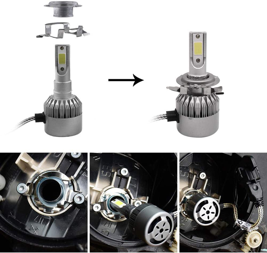 Комплект от 2 броя Адаптери за LED крушки H7 за Nissan Qashqai Нисан Кашкай, Bmw X5, БМВ Х5 Volkswagen Tiguan Тигуан, Touareg Туатег , Golf, Голф Polo Поло, Ford Focus Форд Фокус