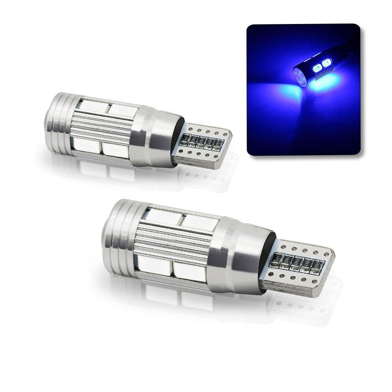 Комплект от 2 броя Лед Крушки За Габарит Т10 W5W LED 10 SMD Canbus 12V Синя Светлина в блистер