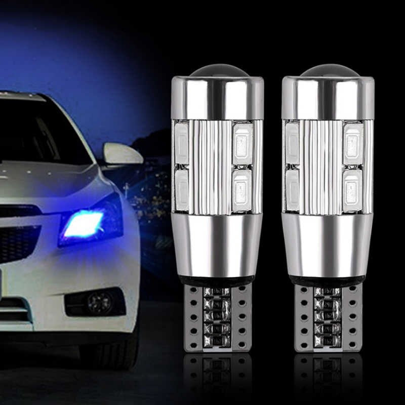 Комплект от 2 броя Лед Крушки За Габарит Т10 W5W LED 10 SMD Canbus 12V Синя Светлина в блистер