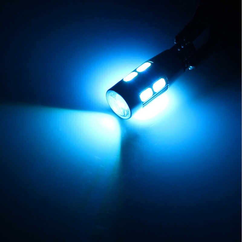 Комплект от 2 броя Лед Крушки За Габарит Т10 W5W LED 10 SMD Canbus 12V Синя Светлина в блистер