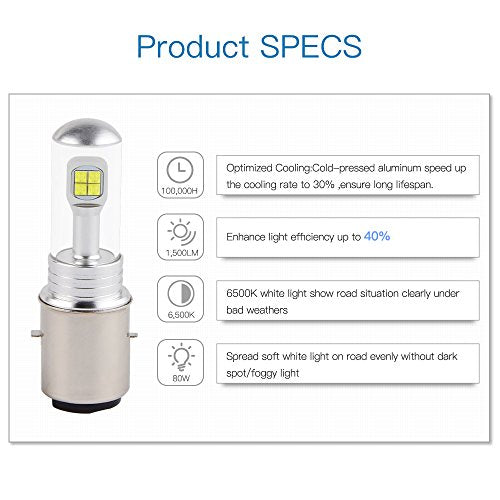 Комплект от 2 броя ЛЕД LED крушки за фарове H4 Х4 HS1 12V-24V Бели 6000k
