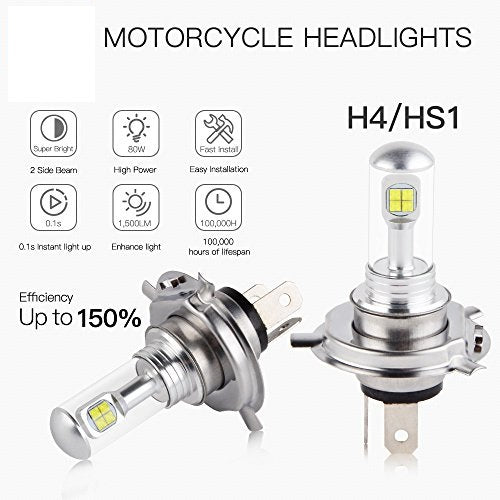 Комплект от 2 броя ЛЕД LED крушки за фарове H4 Х4 HS1 12V-24V Бели 6000k