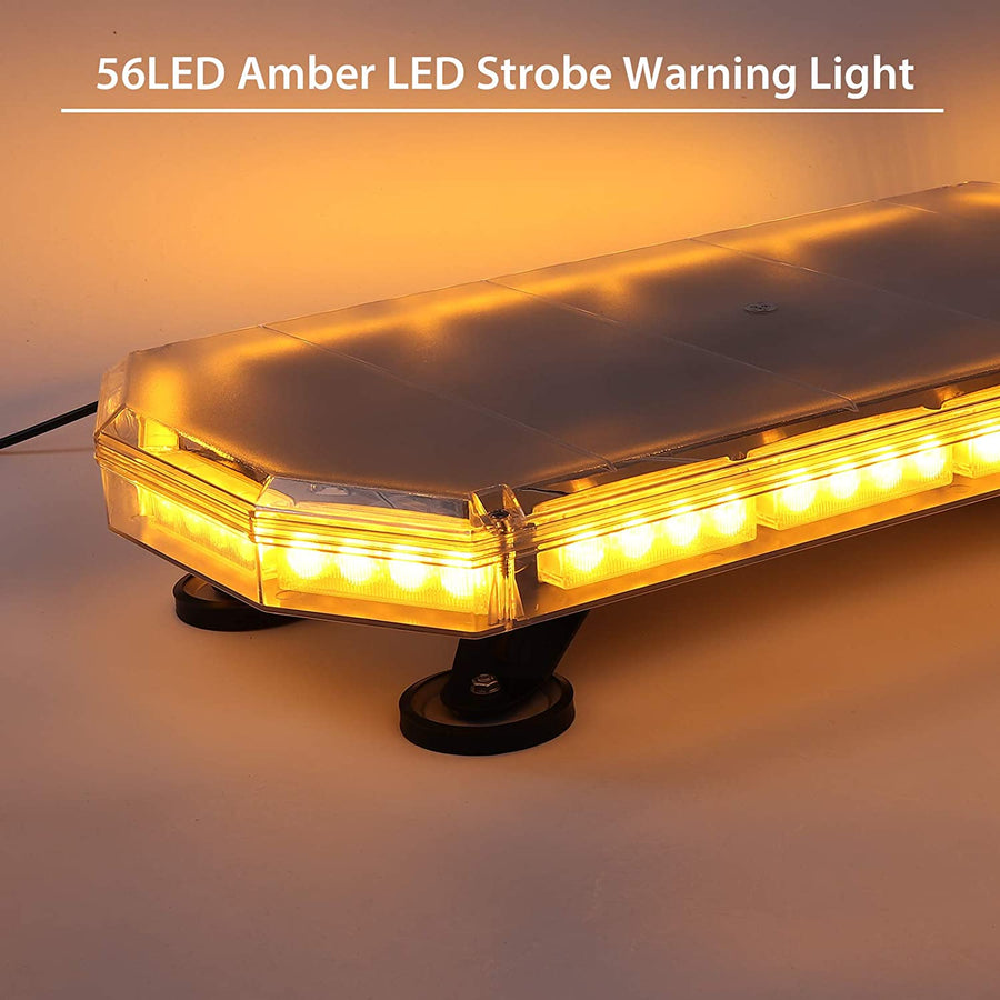 Аварийна Сигнална Лампа 60см Бар LED Блиц Маяк с Магнити 12-24V 16 режима на работа Жълта За Пътна Помощ Платформа Снегорин Багер Бус Ван и др.
