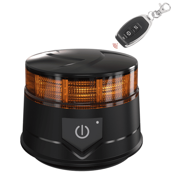 14W LED Безжична Диодна Въртяща се Сигнална Аварийна Лампа Маяк Буркан с ДИСТАНЦИОННО Магнит и Вендуза за Пътна Помощ Платформа и др.12V - 24V