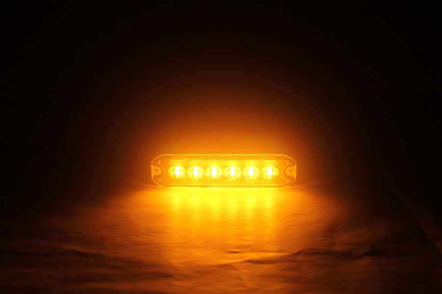 6 LED Жълта Аварийна Лампа Блиц Светлина Мигаща За Пътна Помощ Платформа и др. 10W с 8 режима 8х3 cm. 12-24V
