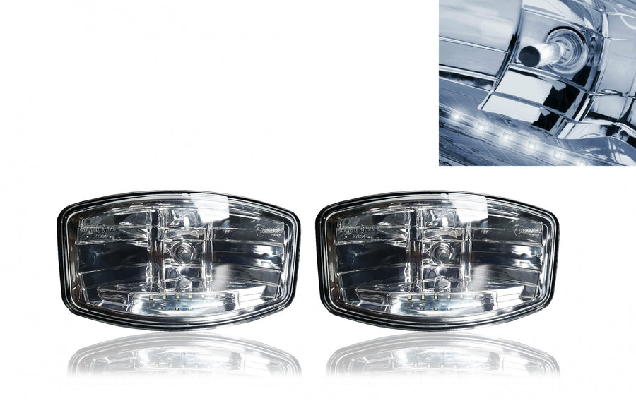 Комплект 2 Броя Халоген, Фар, 265mm X 161mm, 12V 24V, Крушка H7 + 6 LED ЛЕД Диода, За Камион, Трактор, Багер, Земеделски Машини и др.