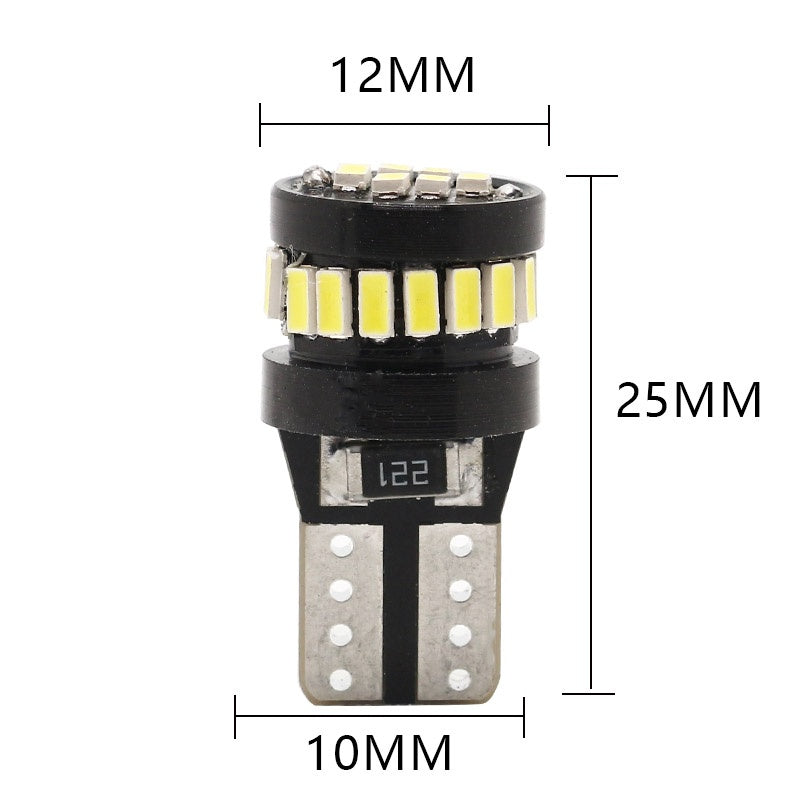 Комплект от 2 броя LED Лед Диодни Крушки За Габарит Т10 W5W 24 SMD 12V Canbus - Error free Без грешки Бяла Светлина в блистер