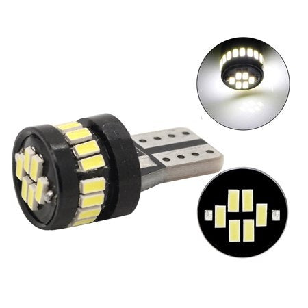 Комплект от 2 броя LED Лед Диодни Крушки За Габарит Т10 W5W 24 SMD 12V Canbus - Error free Без грешки Бяла Светлина в блистер