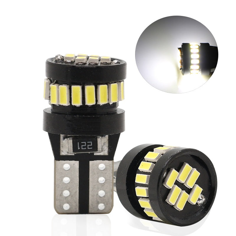 Комплект от 2 броя LED Лед Диодни Крушки За Габарит Т10 W5W 24 SMD 12V Canbus - Error free Без грешки Бяла Светлина в блистер