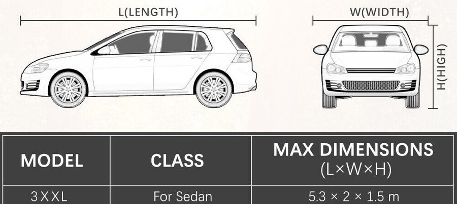 Премиум Автомобилно Покривало XXL, 520 x 200 x 150 см, Водоустойчиво, UV Защита, Всесезонно, С Чанта за Съхранение, Сиво