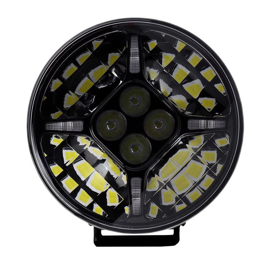 Комплект от 2 бр. LED Диодни Халогени, Фарове, с DRL, бяло-жълт цвят, Ø 218 мм, 12V-24V, 120W, За Джип, Камион, Трактор, Багер, Земеделски Машини и др.