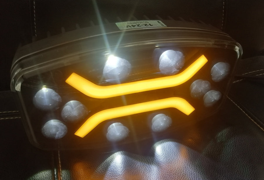 LED ЛЕД Високомощен диоден фар халоген лампа 12V - 24V бяло-жълто за АТВ джип камион трактор земеделски и селскостопански машини и др. 245 x 139 x 70 mm