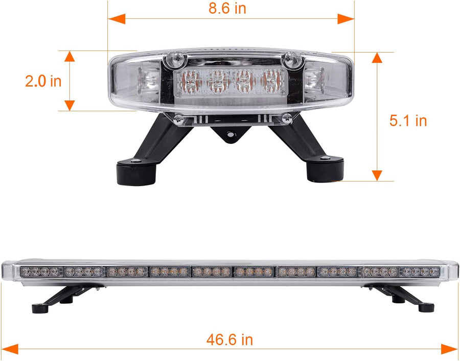 Мощна аварийна сигнална лампа 120см 88 LED ЛЕД блиц маяк буркан лед бар 12-24V със 15 режима на работа жълта за пътна помощ платформа снегорин багер бус ван и др.