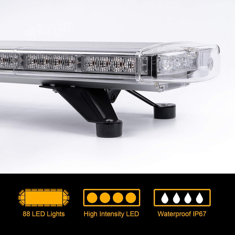 Мощна аварийна сигнална лампа 120см 88 LED ЛЕД блиц маяк буркан лед бар 12-24V със 15 режима на работа жълта за пътна помощ платформа снегорин багер бус ван и др.