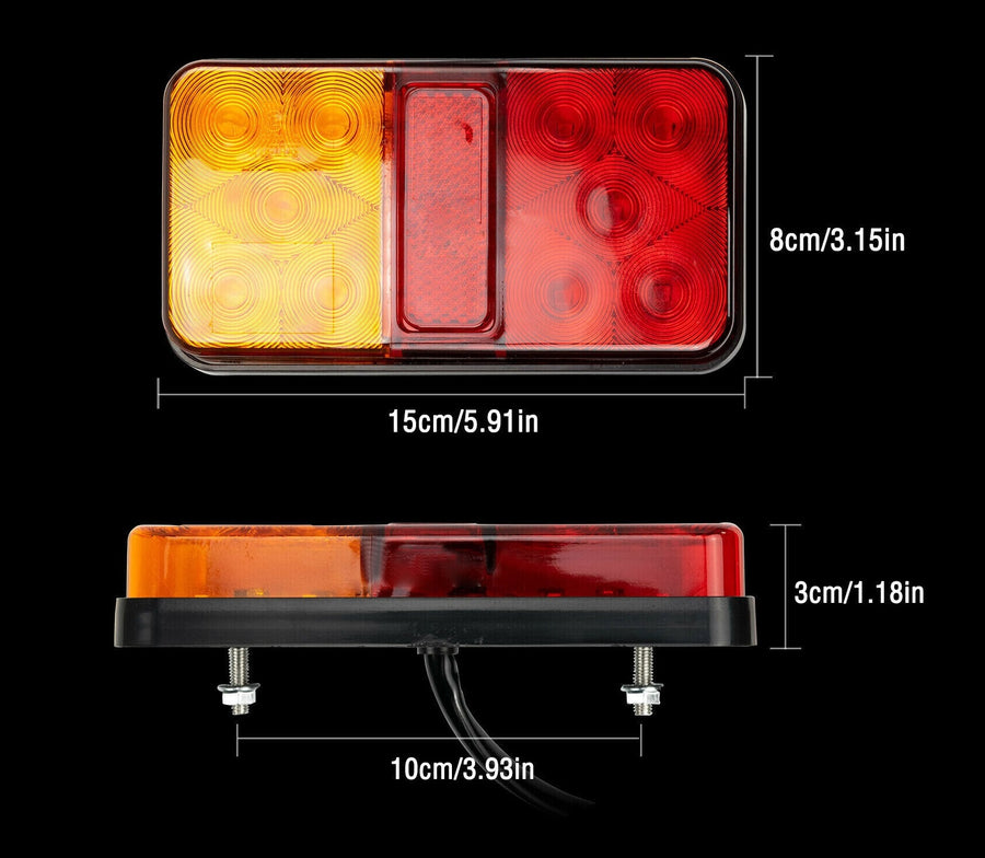 Комплект LED Диодни Стопове Стоп Задна Светлина Slim 12V За Камион Ремарке Бус Ван Каравана и др. 15 cm x 8 cm