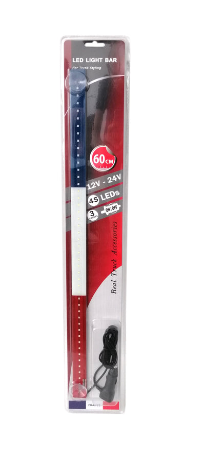 Светещ лед бар 60 cm 45 LED 12V - 24V синьо-бяло-червено FR France Croatia Holland флаг знаме Франция Хърватска Холандия